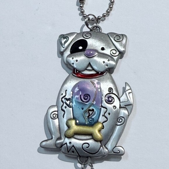 Vintage Ganz Dog Pewter Keychain with Charms Heart Bone Bowl - Picture 2 of 4